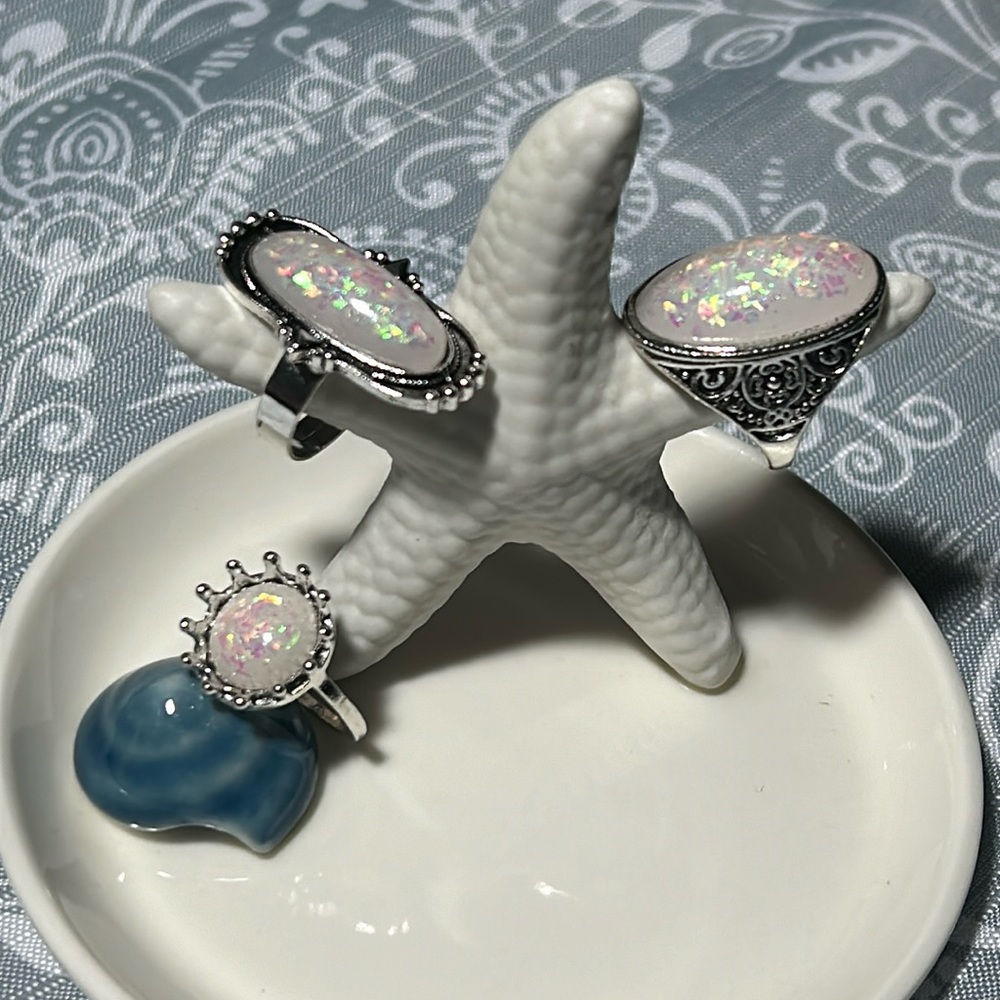 3 Piece Set Opal Rings